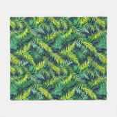 Tropisches grünes Leaf-Fern-Muster Fleecedecke (Vorderseite (Horizontal))