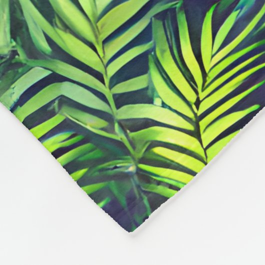 Tropisches grünes Leaf-Fern-Muster Fleecedecke (Ecke)