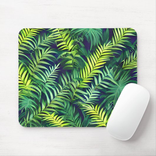 Tropisches grünes Leaf-Fern-Muster Mousepad (Mit Mouse)