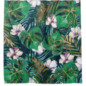 Tropisches grünes lila Goldmonster verlässt mit Duschvorhang (Vorderseite)