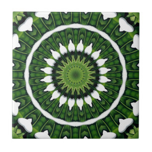 Tropisches grünes Mandala Fliese