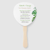 Tropisches grünes Monster-Blätter Hochzeit Zeremon Fächer (Rückseite)