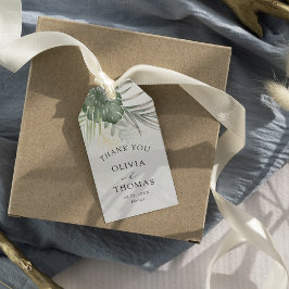 Tropisches grünes Monstera Dankeschön-Hochzeit Geschenkanhänger