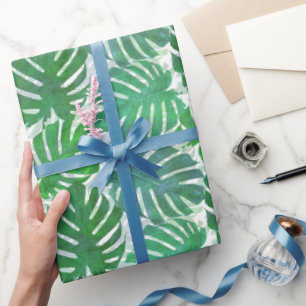 Tropisches grünes Monstera Palm Blätter Umschlagpa Geschenkpapier