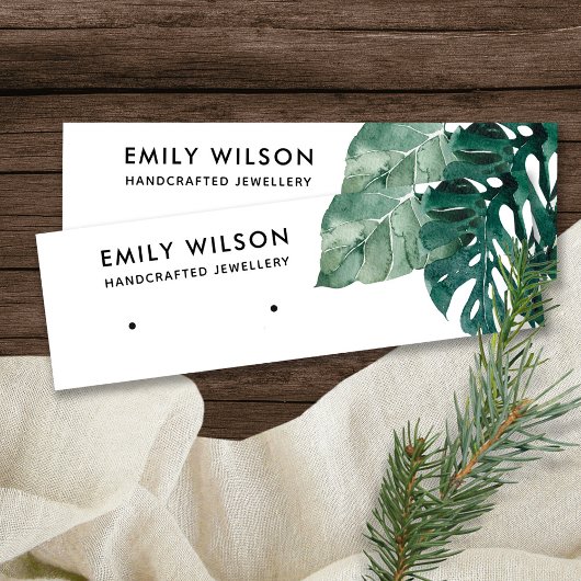 TROPISCHES GRÜNES MOSTERA FAUNA STUD EARRING DISPL MINI VISITENKARTE