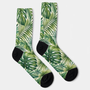 Tropisches grünes Palmblattmuster Socken