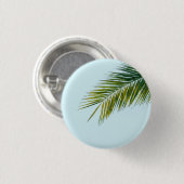 Tropisches grünes Palmenblatt auf Hellblau Button (Vorne & Hinten)