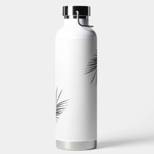 Tropisches grünes Palmenblatt auf Hellblau Trinkflasche