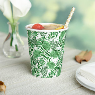 Tropisches grünes Palmwedel Sommer Kunst Muster Pappbecher