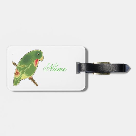 Tropisches grünes Parakeet Thunder_Cove Gepäckanhänger (Rückseite horizontal)