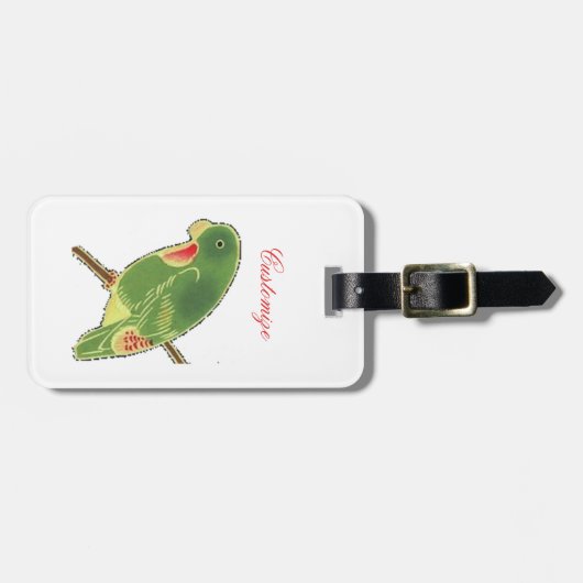 Tropisches grünes Parakeet Thunder_Cove Gepäckanhänger (Vorderseite horizontal)