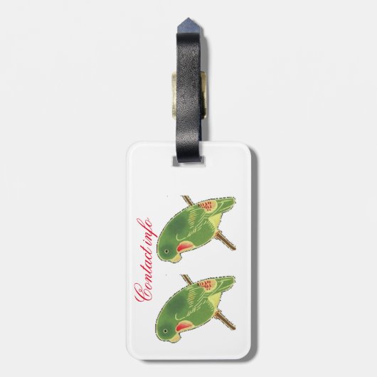 Tropisches grünes Parakeet Thunder_Cove Gepäckanhänger (Rückseite vertikal)