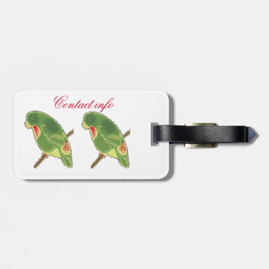 Tropisches grünes Parakeet Thunder_Cove Gepäckanhänger (Rückseite horizontal)