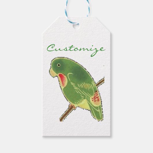 Tropisches grünes Parakeet Thunder_Cove Geschenkanhänger (Vorderseite)