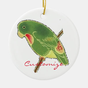 Tropisches grünes Parakeet Thunder_Cove Keramik Ornament