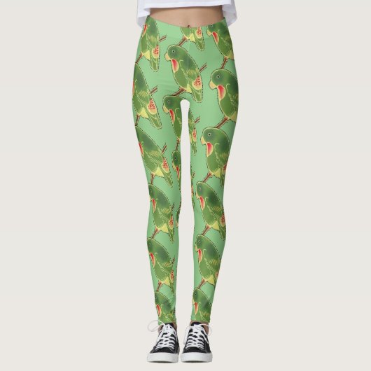 Tropisches grünes Parakeet Thunder_Cove Leggings (Vorderseite)