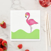 Tropisches grünes Rosa Flamingo Bird Print Napkins Serviette (Beispiel)