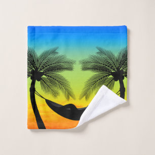 Tropisches Hängematten-Insel-Sonnenuntergangs-Bade Badhandtuch Set
