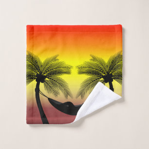 Tropisches Hängematten-Insel-Sonnenuntergangs-Bade Badhandtuch Set