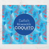 Tropisches, hausgemachtes Coquito Rezept Branding Alkoholflaschenetikett (Einzelnes Label)