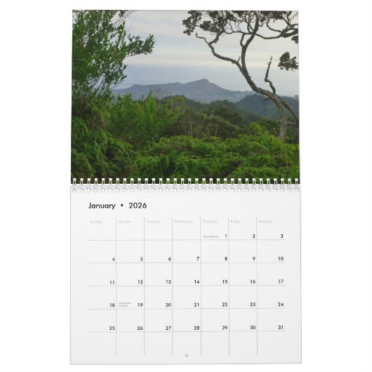 Tropisches Hawaii Kalender (Jan 2026)