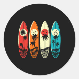 Tropisches Hawaii Palme Surfen Strand Surfboard Re Runder Aufkleber