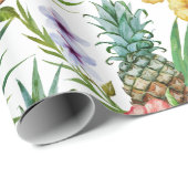 Tropisches Hawaii-Thema-Aquarell-Ananasmuster Geschenkpapier (Rolleneckpunkt)