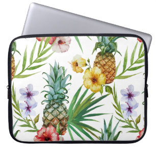 Tropisches Hawaii-Thema-Aquarell-Ananasmuster Laptopschutzhülle