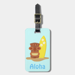 Tropisches Hawaii Tiki Strand Surfbrett Gepäckanhänger
