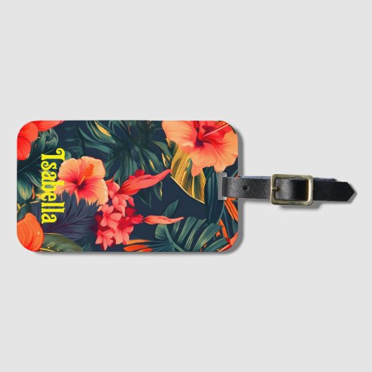 Tropisches Hawaiian Monogram Gepäckanhänger (Vorderseite (Horizontal))