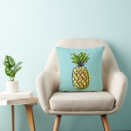 Tropisches Hawaiianapfel Türkis Blau Kissen
