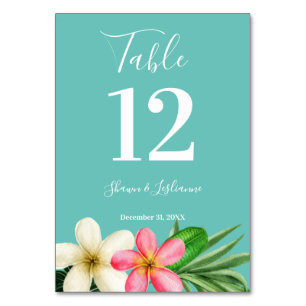 Tropisches Hawaiianisches Blütenblau Tischnummer