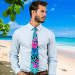 tropisches hawaiianisches Muster Krawatte<br><div class="desc">Die Krawatte der hawaiianischen Druckmänner präsentiert in ihrem faszinierenden Design eine reizvolle Kombination aus tropischen blauen und rosa Blätter. Die lebendige Abbildung der Krawatte zeigt den Reiz der hawaiianischen Inseln und verleiht jedem Ensemble ein Gefühl von tropischem Paradies. Die Farbtöne Blau, Grün und Rosa sorgen für eine harmonische Farbpalette, die...</div>