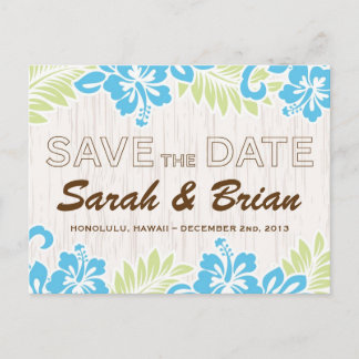 Tropisches Hawaiianisches Save-the-Date Türkis Ankündigungspostkarte