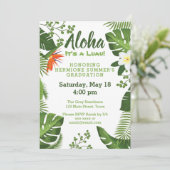 Tropisches hawaiisches Luau Abschluss-Party laden Einladung (Stehend Vorderseite)