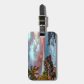 Tropisches hawaiisches Palme-Sandy-Strand-Paradies Gepäckanhänger (Vorderseite vertikal)