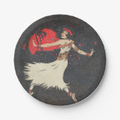 Tropisches hawaiisches Vintages Party Hula Pappteller (Vorderseite)