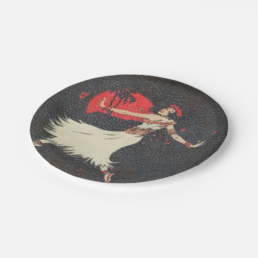 Tropisches hawaiisches Vintages Party Hula Pappteller (Schrägansicht)