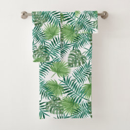 Tropisches, helles, grünes Blätter Badetuch Set