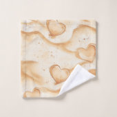 Tropisches Herz am Sandstrand Badhandtuch Set (Waschlappen)