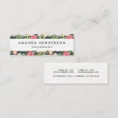 Tropisches Hibiskus-Blumen-Blätter-Streifen-Muster Mini Visitenkarte (Vorne/Hinten)