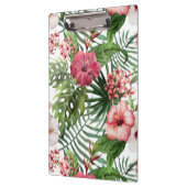 Tropisches Hibiskus-Blumen-Laubmuster Klemmbrett (Links)