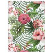 Tropisches Hibiskus-Blumen-Laubmuster Klemmbrett (Rückseite)
