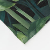 Tropisches Hibiskus Monstera Dschungel Muster Fleecedecke (Ecke)