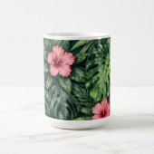 Tropisches Hibiskus Monstera Dschungel Muster Kaffeetasse (Mittel)