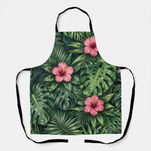 Tropisches Hibiskus Monstera Dschungelmuster Schürze