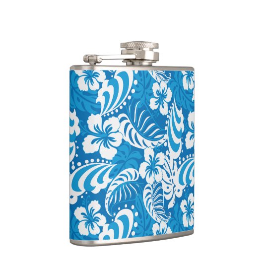 Tropisches Hibiskus-Muster Flachmann (Rechts)