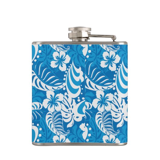 Tropisches Hibiskus-Muster Flachmann (Rückseite)