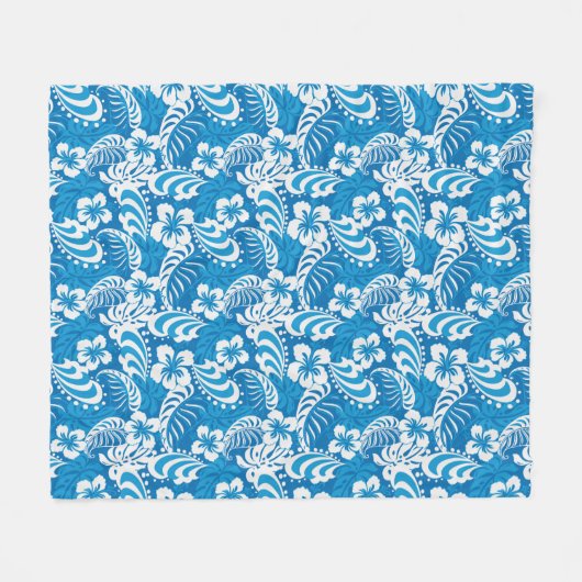 Tropisches Hibiskus-Muster Fleecedecke (Vorderseite (Horizontal))