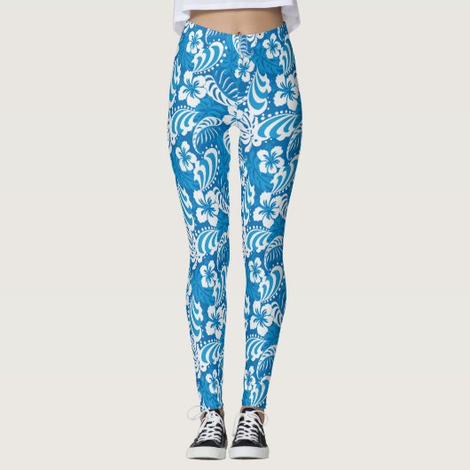 Tropisches Hibiskus-Muster Leggings (Vorderseite)
